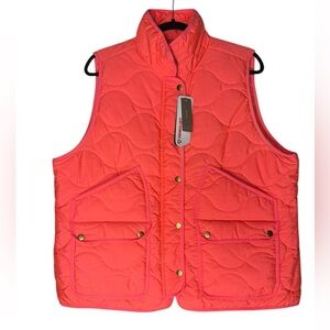 J.Crew Signature Puffer Vest Size XXL Coral Pink PrimaLoft Insulated Quilted NEW